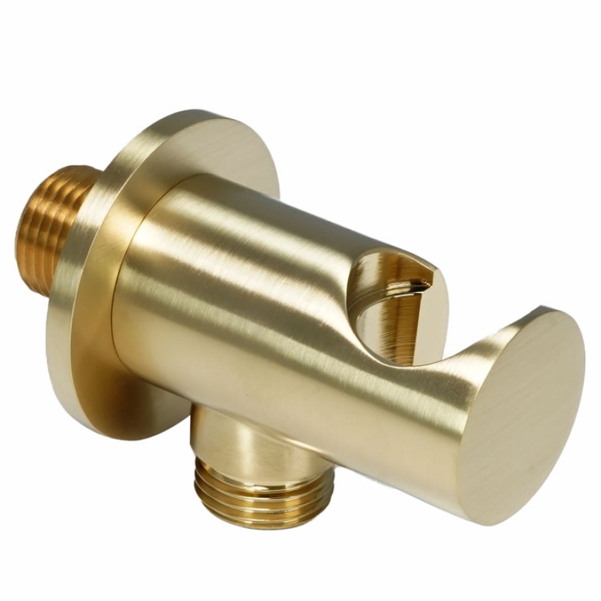 Product Cut out image of the JTP Vos Brushed Brass Shower Handset Holder & Outlet